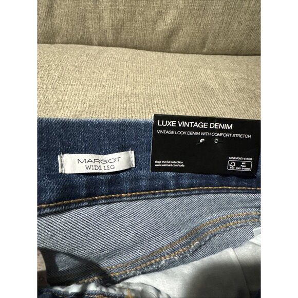 Sophia Vergara Jeans Super High Rise Wide Leg Margot Womens Size 16 Dark Wash - Picture 10 of 12